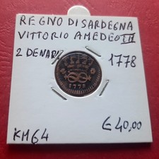 2 Denari 1778 Regno di Sardegna VITTORIO AMEDEO III ( 1773 - 1796 ) 1/6 di Soldo