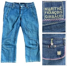 Y2K Marithe Francois Girbaud Distressed Decorative stitch Capri Jeans 24/25