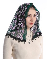 Small D Shaped Church Veils for Women Catholic Latin Mass Head Covering Embro...