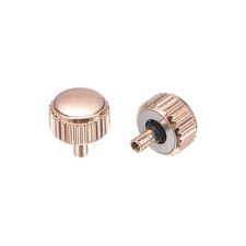 2Pcs 5mm Watch Crown Parts SUS304 Flat Long Stem 2mm ID Rose Gold Tone