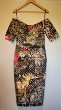 Kevan Jon Dress 4 Wiggle Body Con Knee Length Bardot UK 12 14 New Floral