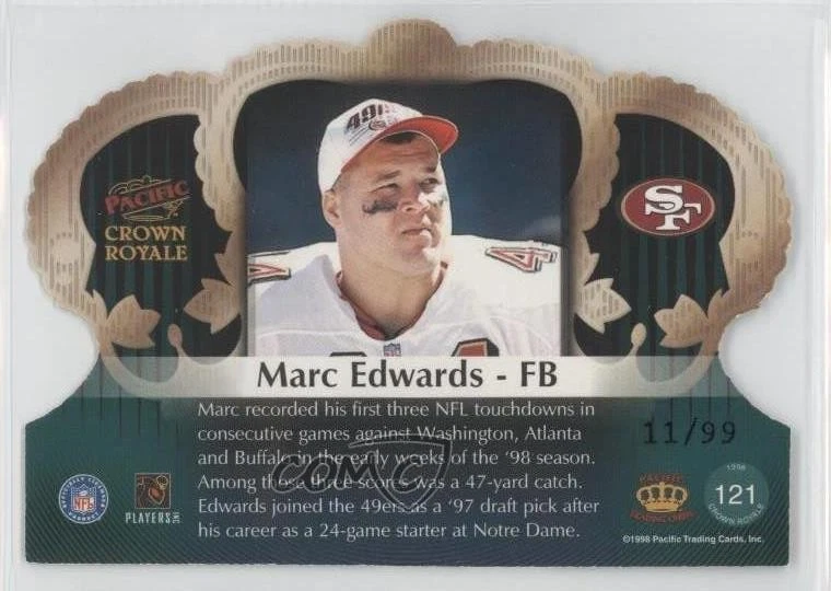 1998 Pacific Crown Royale Limited Series /99 Marc Edwards #121 - Image 2 of 2