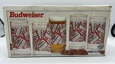 NEW IN BOX 8 Iconic Logo Budweiser 16oz Glasses Indiana Glass Anheuser Busch