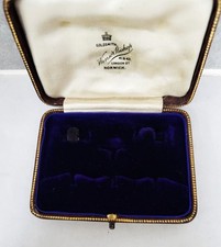 Antique Leatherette Stud / Cufflink Box. Case.