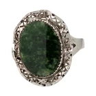 VINTAGE ART DECO STERLING SILVER GREEN STONE SIZE 6 RING 3.6GR #1568