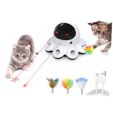  Cat Laser Toy, 2-in-1 Interactive Automatic Motion Activated Moving Cool Black