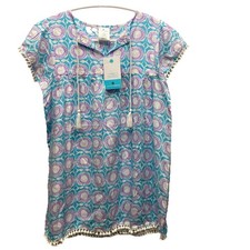 Snapper Rock girls swimsuit cover up tassel size 10 blue purple 50 UV nwt