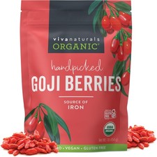 Viva Naturals Organic Dried Goji Berries, 1 lb (454 g) – Non-GMO, Vegan