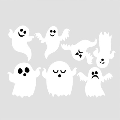 42 Stück 7 Größen Geister Deko Halloween Sticker, 3D Gespenst Halloween Deko Fen