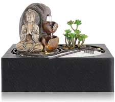 WICHEMI Waterfall Fountains Indoor Water Fountain Tabletop Fountain Zen Garde...