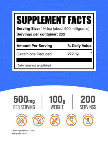BulkSupplements Glutathione Powder (Reduced Form) - 500mg per Serving - Picture 12 of 18