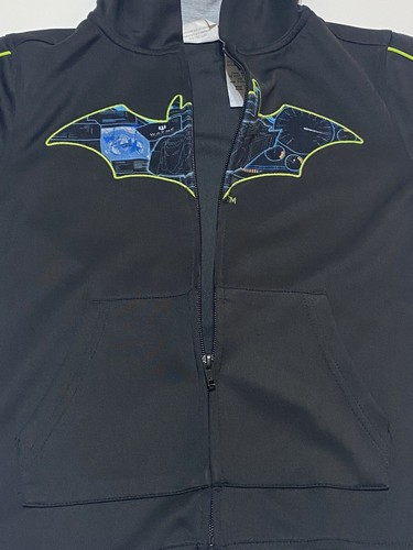 Batman Bat Signal Hoodie Jacket Boys 6 Black Full Zip Long Sleeve Pockets - Picture 14 of 20
