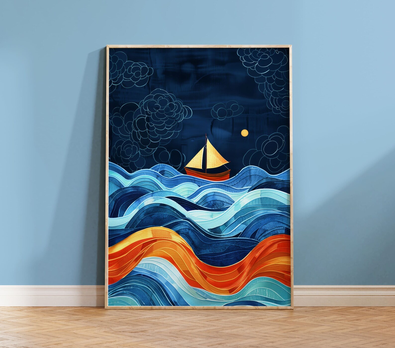 Sailboat At Sunset  Print Of Waves And Ocean Wall Art