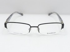 BEBE BB5061 HEIRESS RECTANGULAR HALF RIM EYEGLASS FRAMES BLACK 51-17-130 NEW