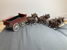 Vintage Cast Iron Horse Drawn Beer Wagon And Team of 6 Clydesdales
