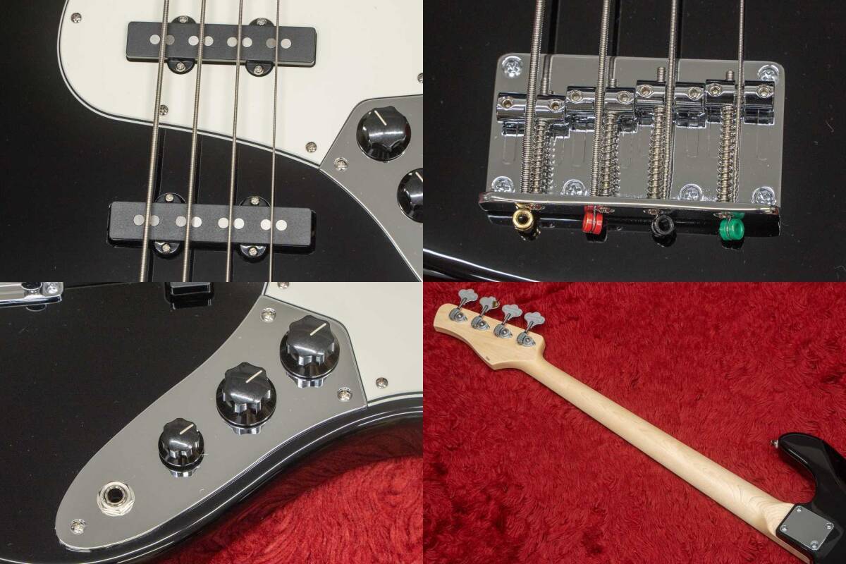 Three Dots Guitars FB（BLK/R） Electric Bass Guitar Three Dots JB BLK/R Black Color with