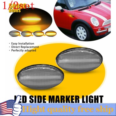 2/4/6 For Mini Cooper R50 R52 R53 02-08 LED Side Marker Turn Signal Light-Clear