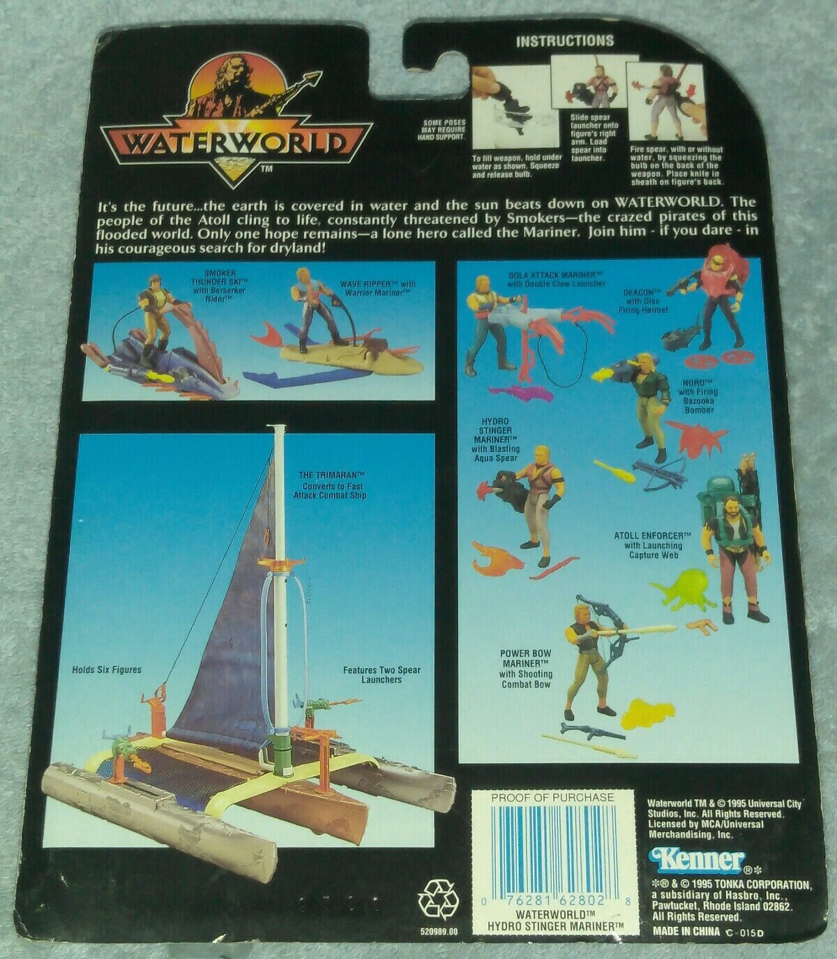 vintage Waterworld Hydro Stinger Mariner Kevin Costner Action Figure