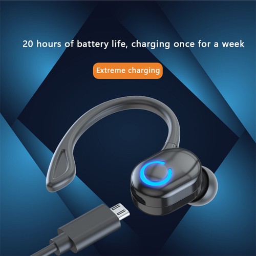 Zestaw słuchawkowy Bluetooth 5.1 Bezprzewodowe słuchawki douszne Słuchawki stereo Hak na ucho UK!! - Zdjęcie 4 z 9