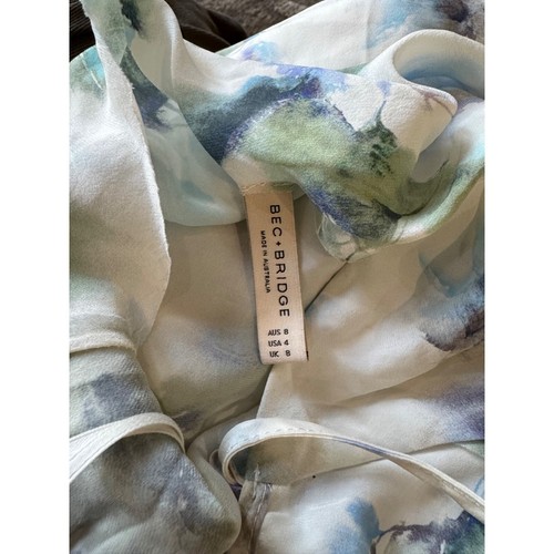 Bec + Bridge Corrine Split Silk Dress Watercolor Floral Womens Size 4 - Picture 11 of 12