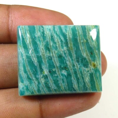 Natural Amazonite Cabochon 30x24mm 55Cts Handmade Smooth Baguette Gemstone AE-01