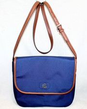 LAUREN RALPH LAUREN Bainbridge Blue Nylon Flap Messenger Bag Crossbody