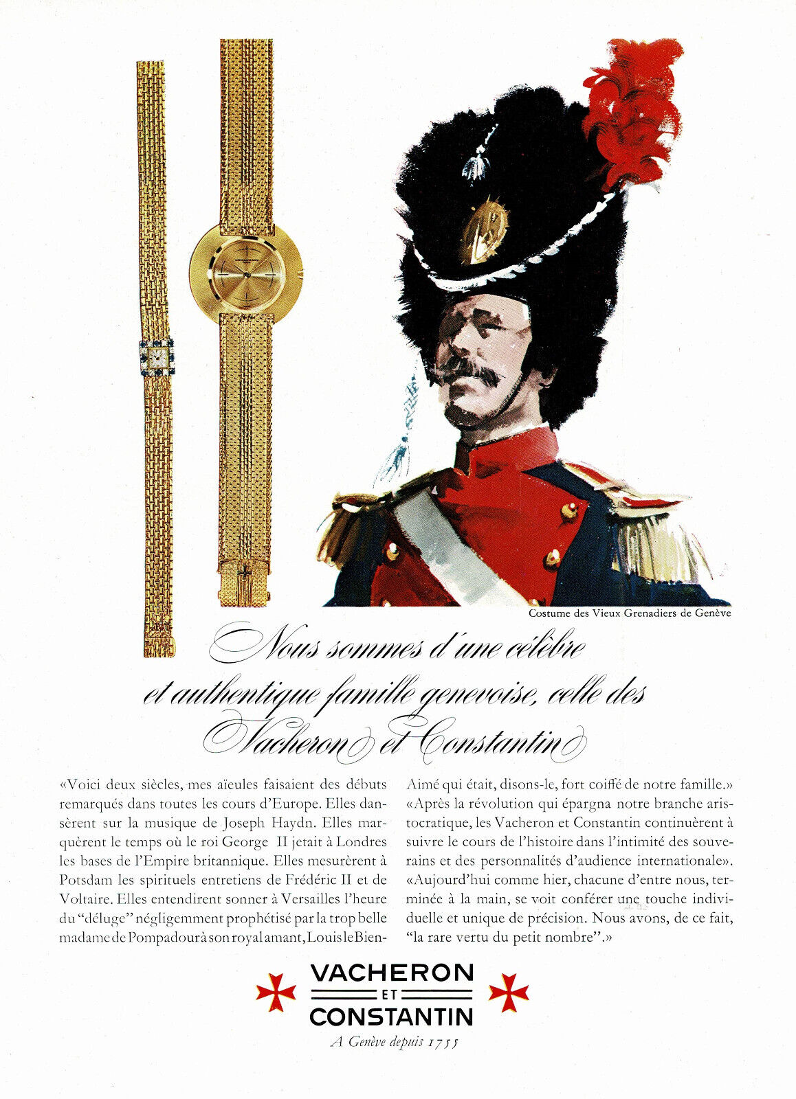 Original Vintage Vacheron Constantin Watch MCM Art Print Ad 1960s b