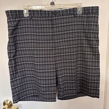 Greg Norman Performance Casual Golf Shorts Mens Size 42 Black Plaid