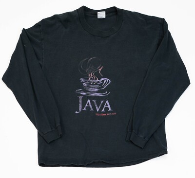 Vintage 90s Java Sun Microsystems Tech Promo Shirt Size XL Long Sleeve Internet