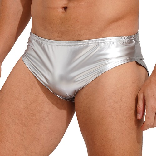 Slip uomo sexy pelle intimo wet look elastico in vita mutande lingerie - Foto 67 di 87