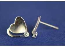 14K White or Yellow Gold Heart Shape CZ Stud Earrings