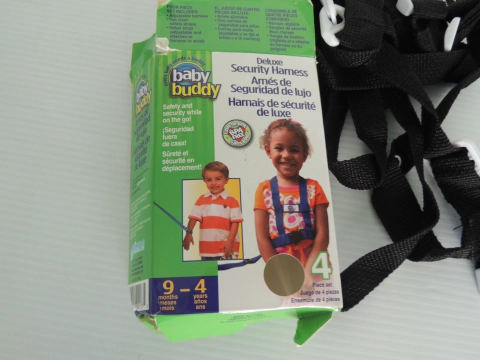 Conjunto de 4 Arnês de Segurança Baby Buddy Deluxe inc Trela de Pulso de Segurança Ajustável - Imagem 3 de 4