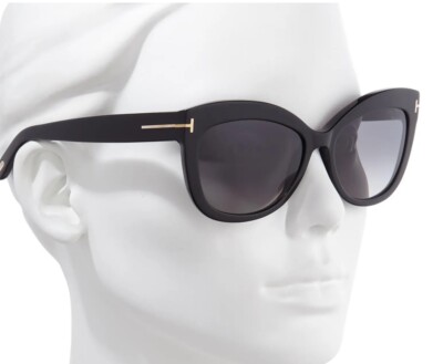 New Tom Ford Women's Alistair Butterfly Sunglasses FT524 01B Shiny Black 56mm