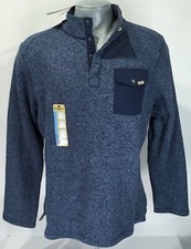 Woolrich NWT Mens 1/4 Snap Drifter L Large Dark Blue Heather Fleece Sweater New