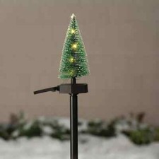 Weihnachtsbaum in gebürsteter Flasche mit Sonnenlicht und Gartenspitze