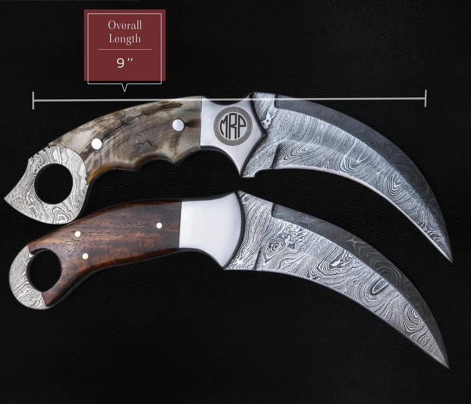 Large high quality damascus steel karambit knife with hard steel blade bowie - Image 3 of 4