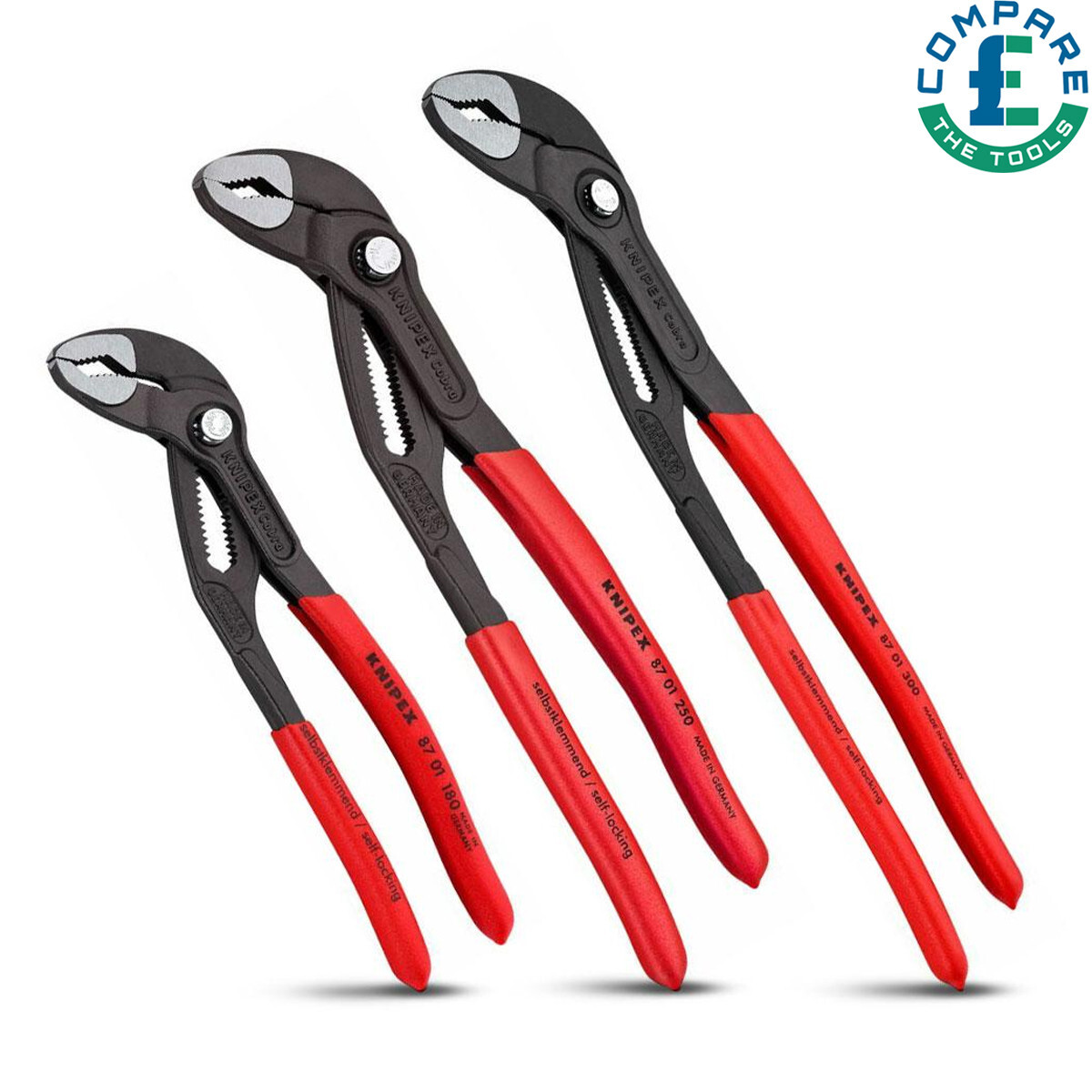 Knipex 00 20 09 V02 3 Piece Cobra Professional Water Pump Plier Set