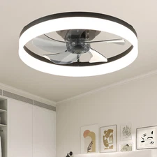 20'' Ceiling App & Remote Control Reversible 6 Speeds LED Flush Mount Fan Light