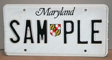 COLLECTIBLE LICENSE PLATE SAMPLE SAM PLE MARYLAND 1986 BALTIMORE ANNAPOLIS