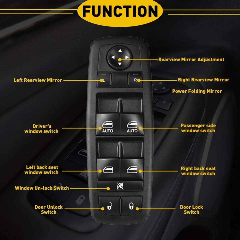 ГЛАВНЫЙ ВЫКЛЮЧАТЕЛЬ ПИТАНИЯ ОКНА 2015-19 ДЛЯ DODGE CHARGER CHRYSLER 300 СЕДАН - Изображение 3 из 4