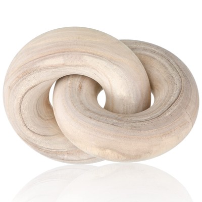 2-Link Wood Chain Link Decor Coffee Table Wood Knot Decor Hand Carved Modern ...