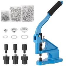 MAOPINER Hand Press Heavy Duty Eyelet Grommet Machine Kit with 3 Interchangea...