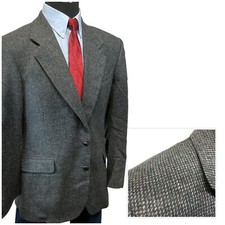 40R Deans Gate Gray Black Maroon Leather Button Suit Jacket Sport Coat Blazer mn