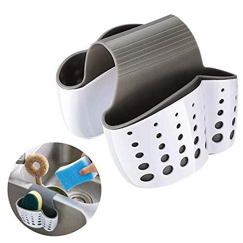 Double Sink Caddy Organizer for Sponges Soap and Brushes  -image