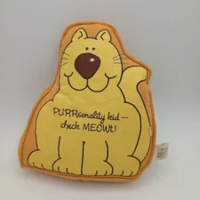 American Greetings Corp Punny Business Double Sided Cat Plush Toy 1986 VTG RARE