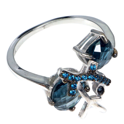 925 Sterling Silver Ring Oval London Blue Topaz Natural Gemstone Jewelry Sz 8 - Picture 3 of 13