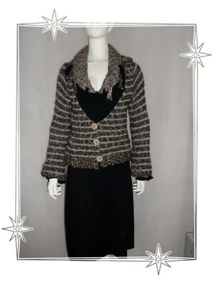 F - Robe Fantaisie Maille Tricotée Noir Blanc Save The Queen Taille L - Photo 1/4