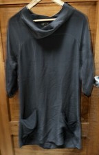 Fei Anthropologie 100% Silk Dress Womens size 4 Gray Cowl Neck tunic style