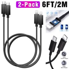 2-Pack 6ft USB-C Fast Charger Type C Cable For iPad 9 8 Air 3 2 Mini 5 iPhone 14