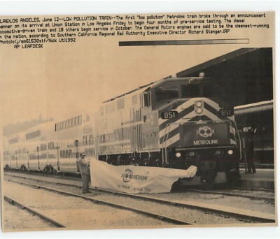 The 1st Low Pollution METROLINK TRAIN in LA 1992 Press LaserPhoto Climate Change